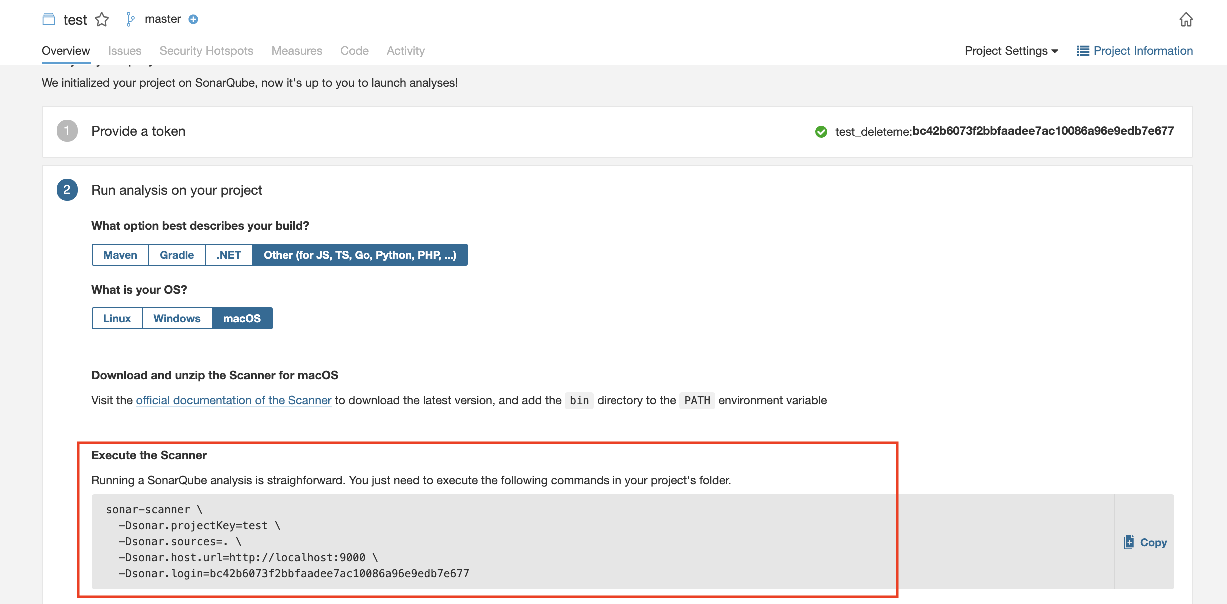 SonarQube_Create_project_autoGen_command